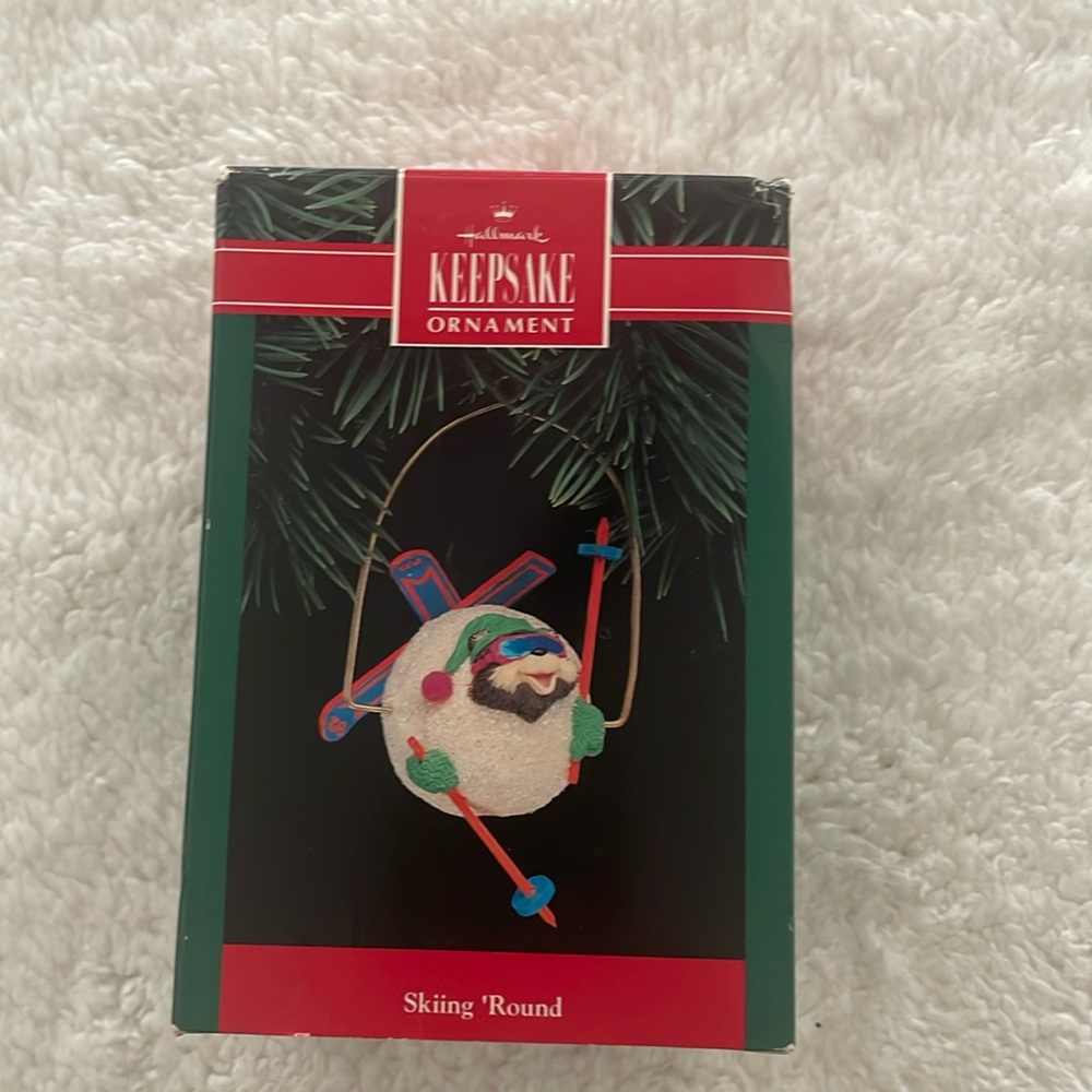 1992 hallmark skiing around christmas ornament